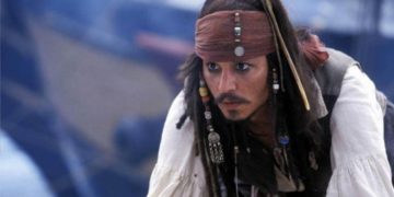 Johnny Depp as Jack Sparrw in one of the 'Pirates of the Caribbean' movies.