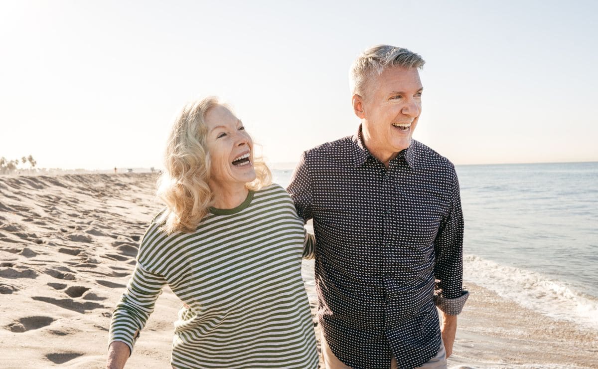 Retired couples enjoying the beach