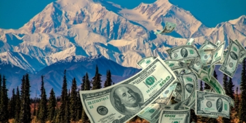 Alaska picture with dollars from Stimulus check