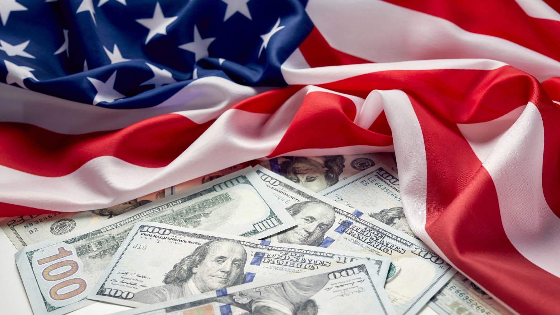 An American flag covering the Social Security money