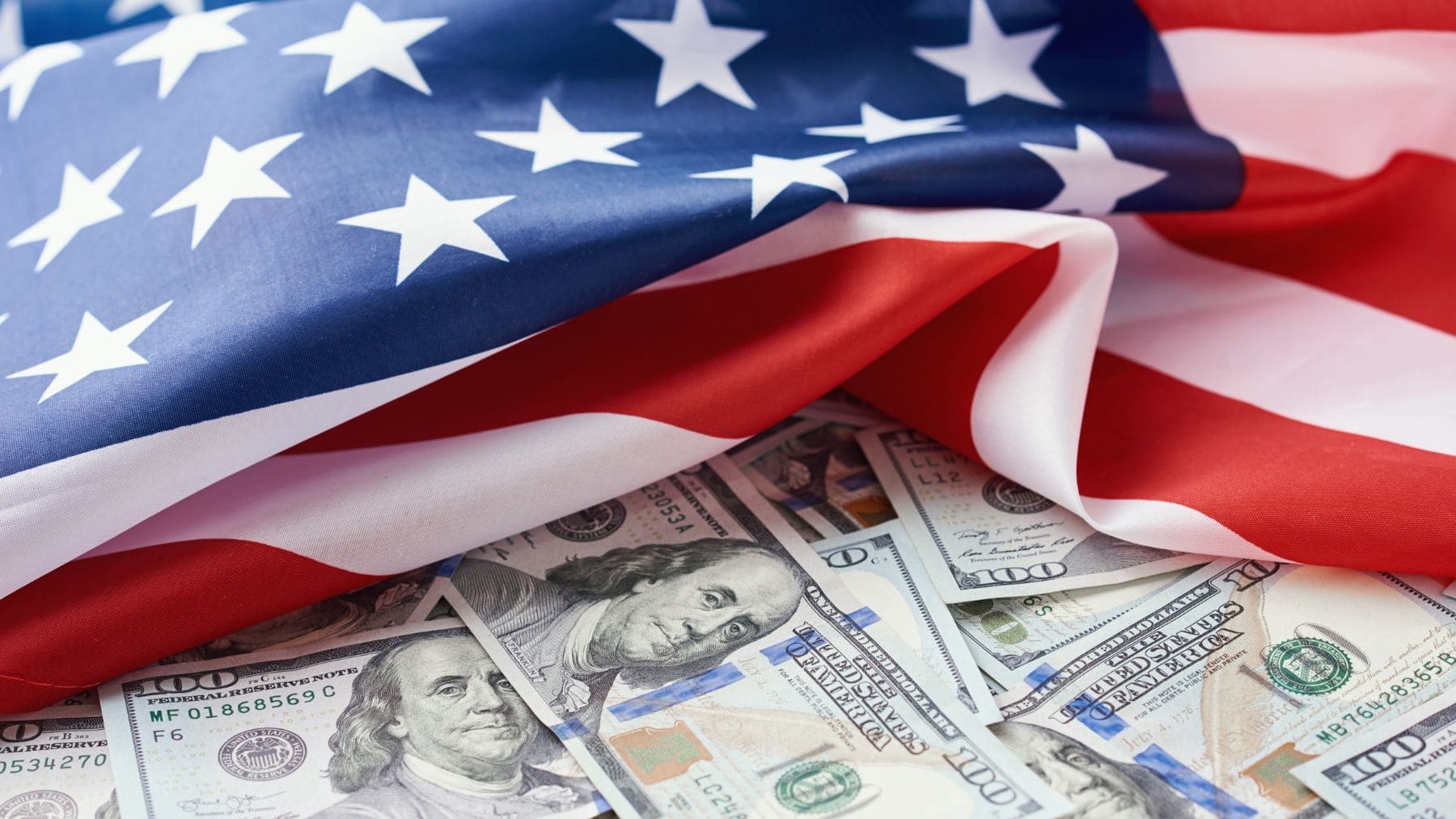 American Flag with Social Security money