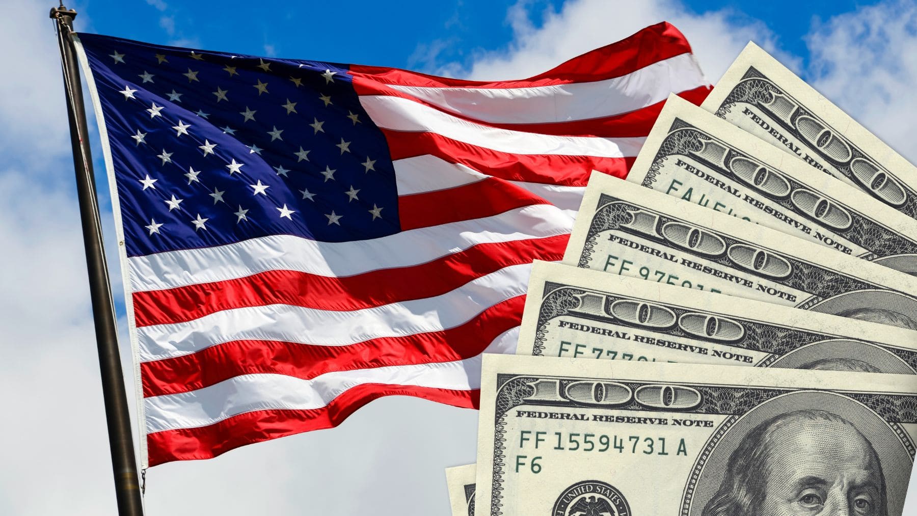 American flag with a Social Security payment