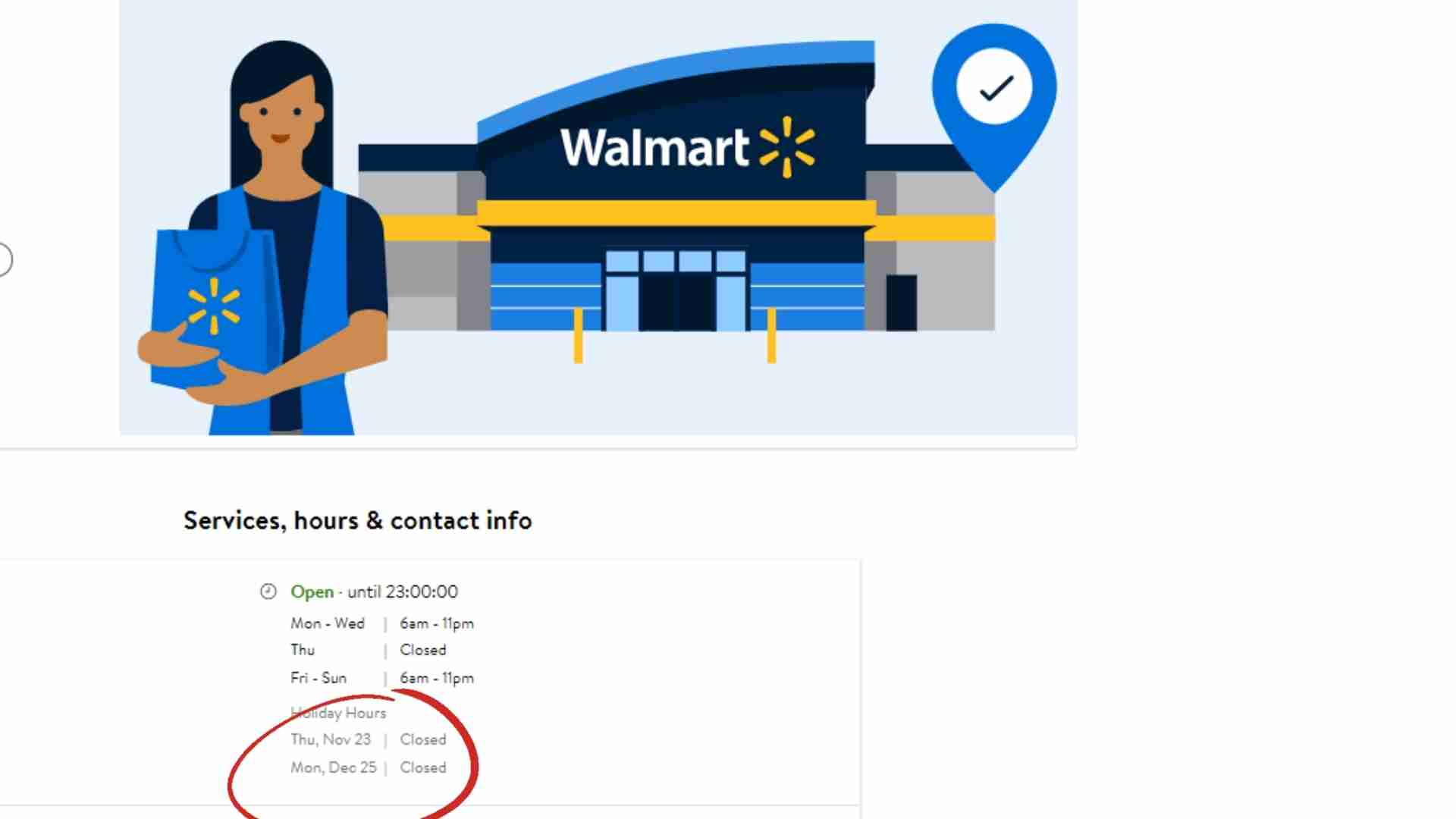 Thanksgiving and opening hours at Walmart