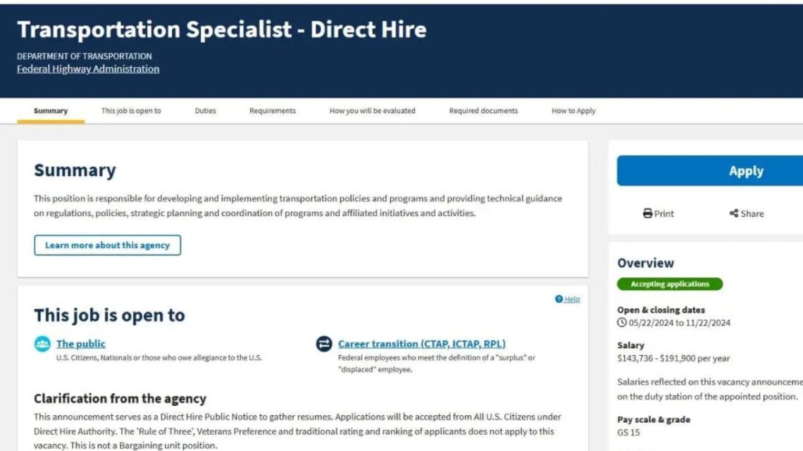 The US Government new job offer