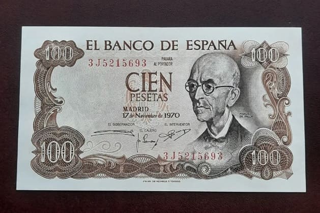 100 pesetas de Manuel de Falla