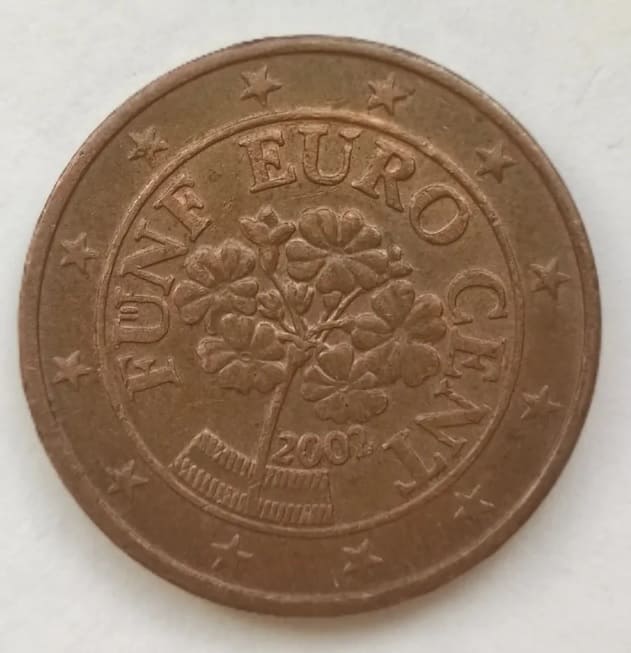 Moneda de 5 céntimos de Austria del año 2002