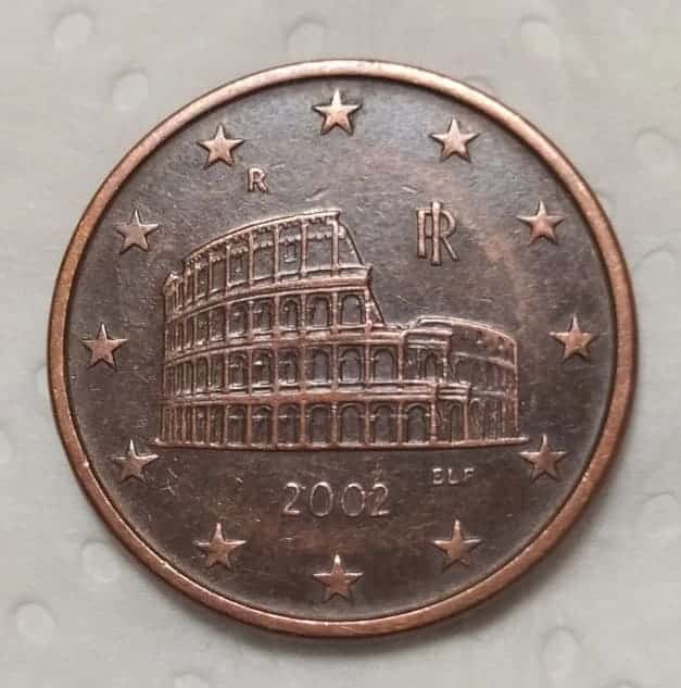 Moneda de 5 céntimos de Italia del año 2002