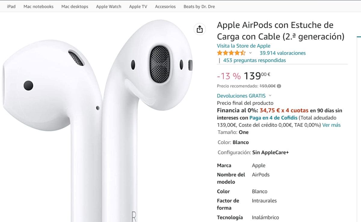 AirPods en Amazon./ Foto de Canva