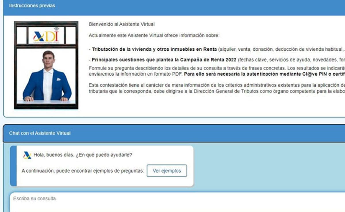Asistente virtual de la Agencia Tributaria en la Declaración de la Renta./ Foto de Hacienda