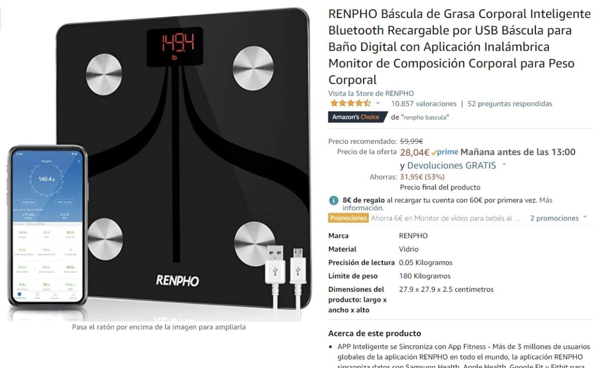 Báscula inteligente Renpho Black Friday Amazon