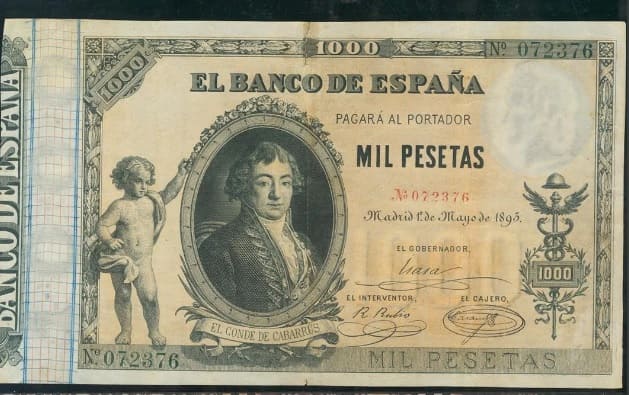 Billete de 1.000 pesetas de 1895