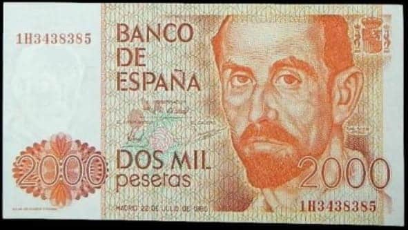 Billete de 2.000 pesetas de 1980