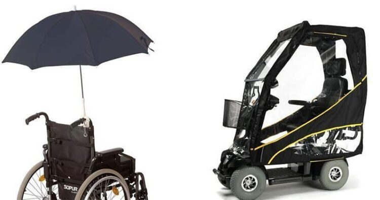 Chubasquero y paraguas para silla de ruedas y scooter