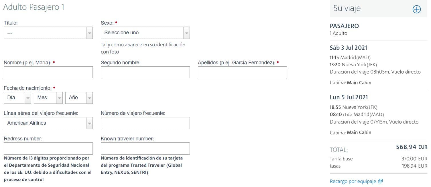 Cómo reservar vuelos en American Airlines paso 3