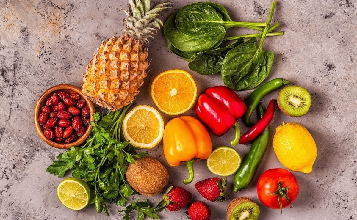 Frutas y verduras con vitamina C