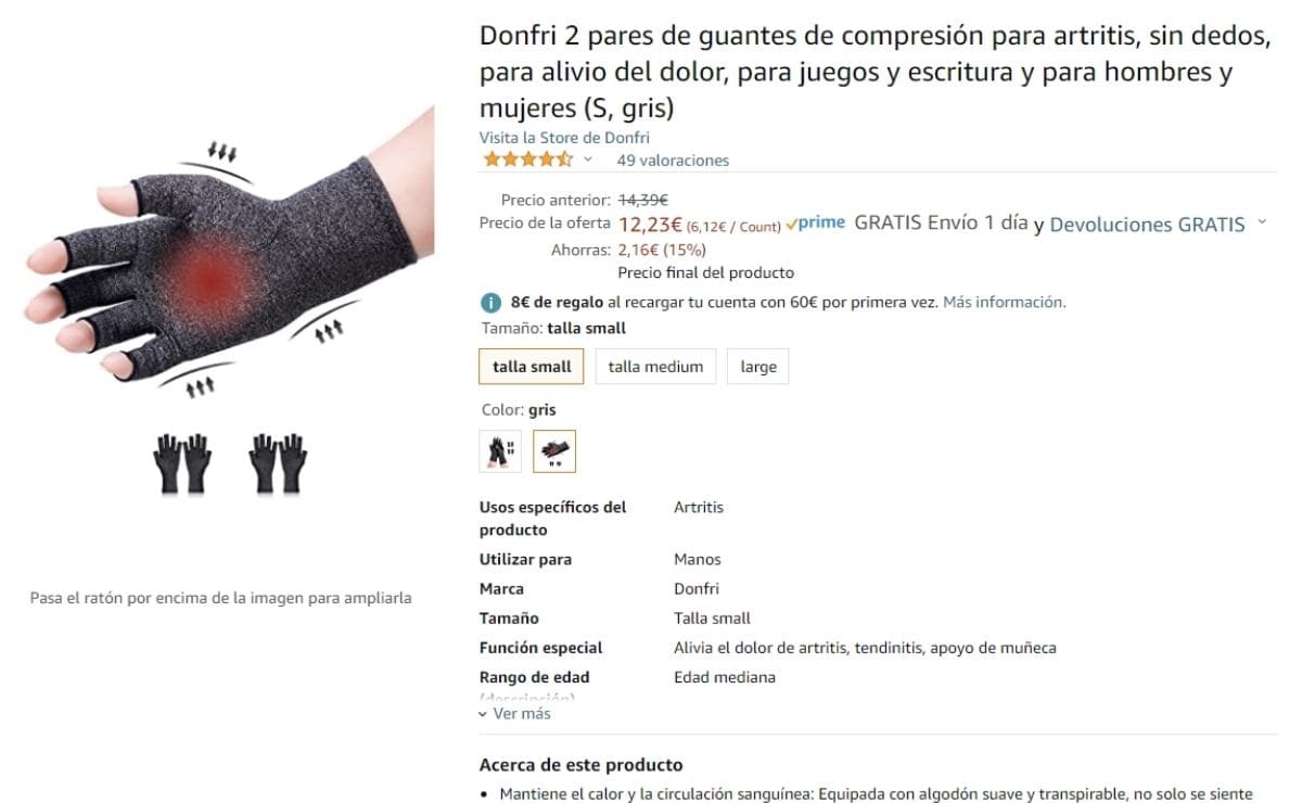 Guantes de compresión para artritis de Donfri Black Friday Amazon
