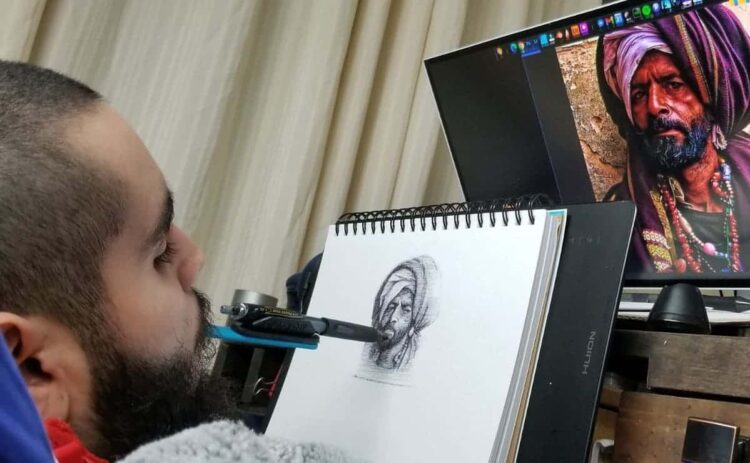 Henry Salas, el artista con discapacidad que dibuja solo con la boca