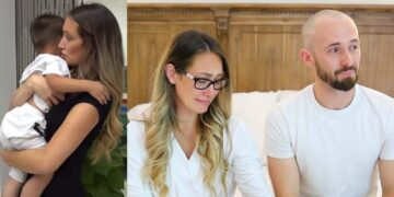 A la izquierda Huxley en el momento de ser adoptado por Myka Stauffer y a la derecha Myka Stauffer y James en un vídeo