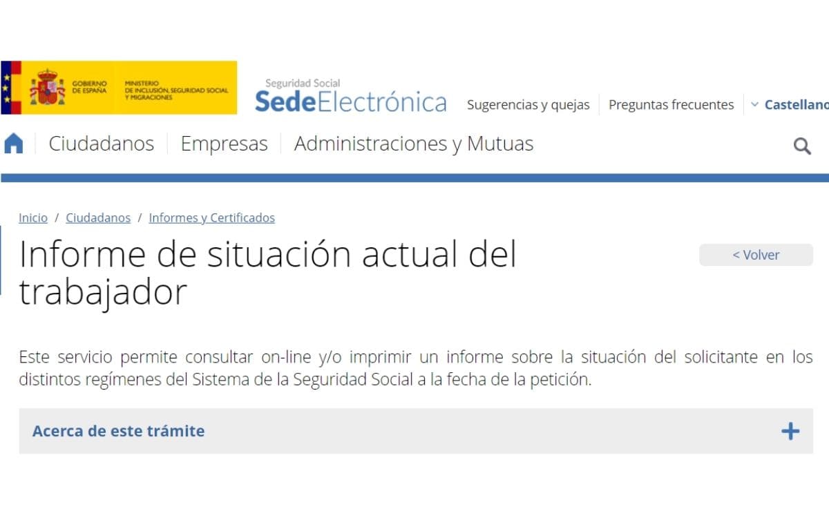 Informe situación actual del trabajador