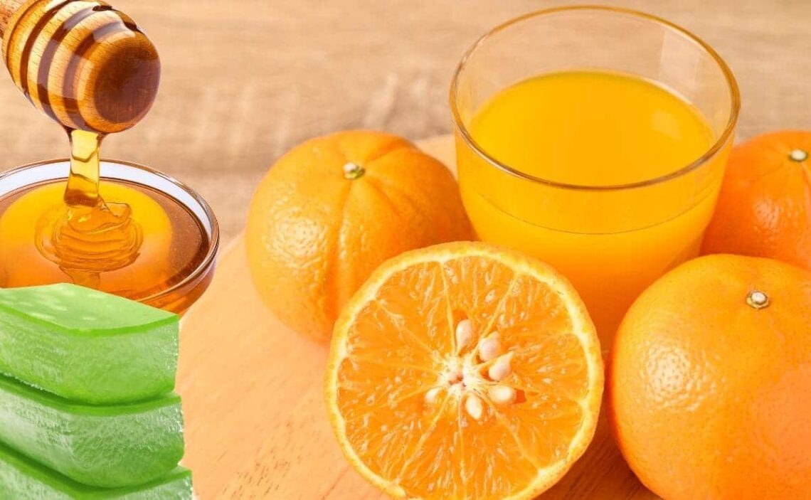 Jugo de naranja cin miel y aloe vera