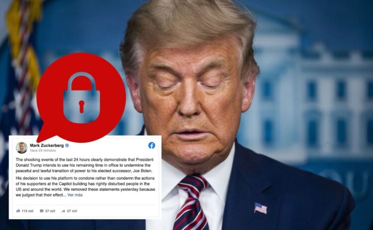Mack Zuckerberg comunica que Facebook bloqueará la cuenta de Donald Trump de manera indefinida