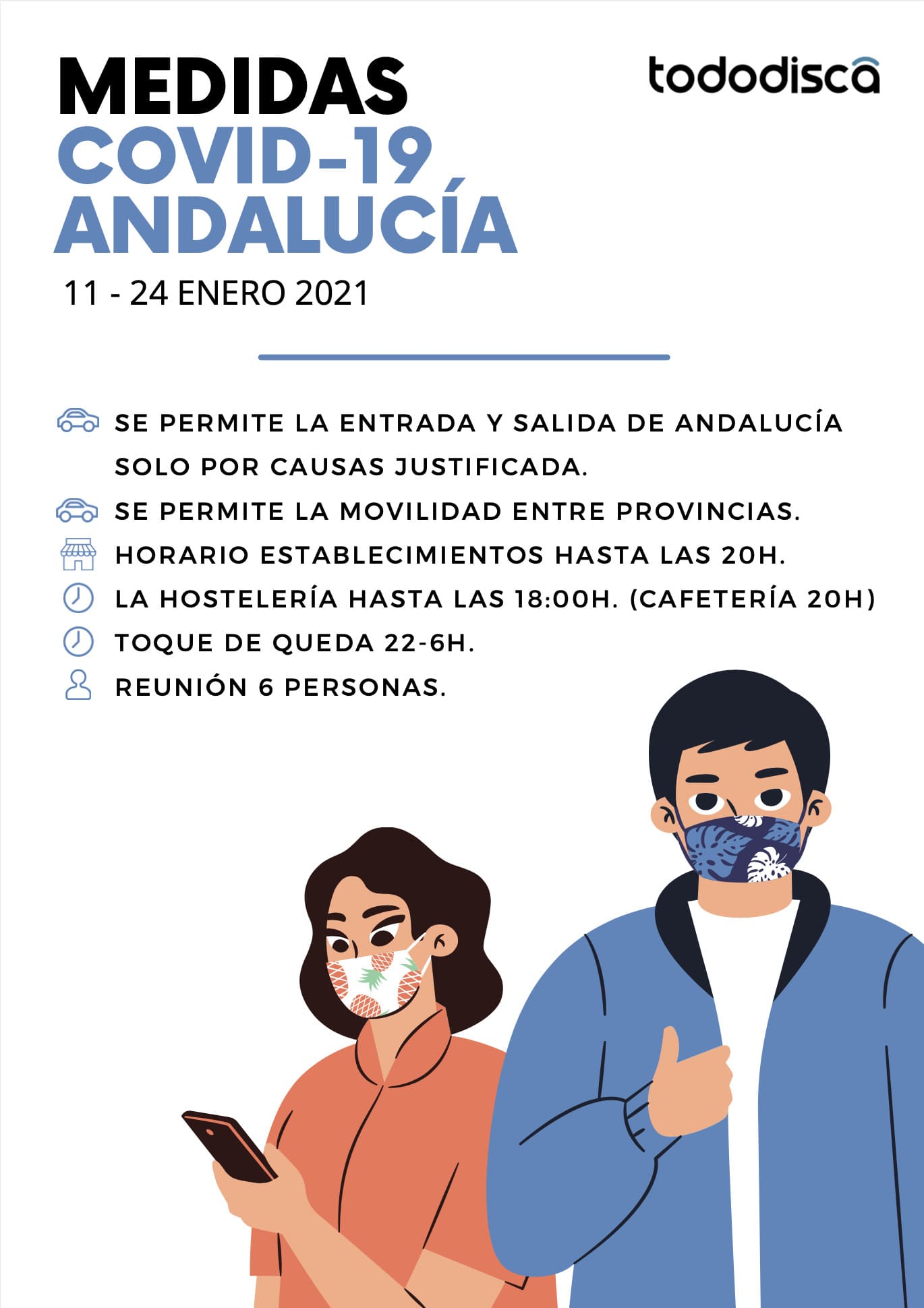 Medidas movilidad y horarios establecimientos Andalucia enero 2021