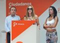 Mercedes López junto a Marta Bosquet y Andrés Samper en una rueda de prensa