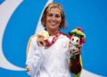 Michelle Alonso, deportista paralímpica y con discapacidad, en el momento de recibir la medalla de Oro en los Juegos Paralímpicos de Tokio 2020