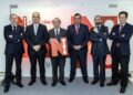 José Manuel Erro, director general del Grupo La Información; Enrique Maya, alcalde de Pamplona; Virgilio Sagüés, presidente del Consejo de Administración del Grupo La Información; Javier Remírez, vicepresidente primero y consejero de Presidencia, Igualdad, Función Pública e Interior del Gobierno de Navarra; Jon Patxi Lerga, director general de Grupo Sifu, y Pablo Frauca, director financiero y de Nuevos Negocios del Grupo La Información