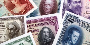 Dinero en efectivo, monedas, billetes, pesetas