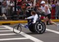 Rick Hoyt durante una prueba del Maratón de Boston