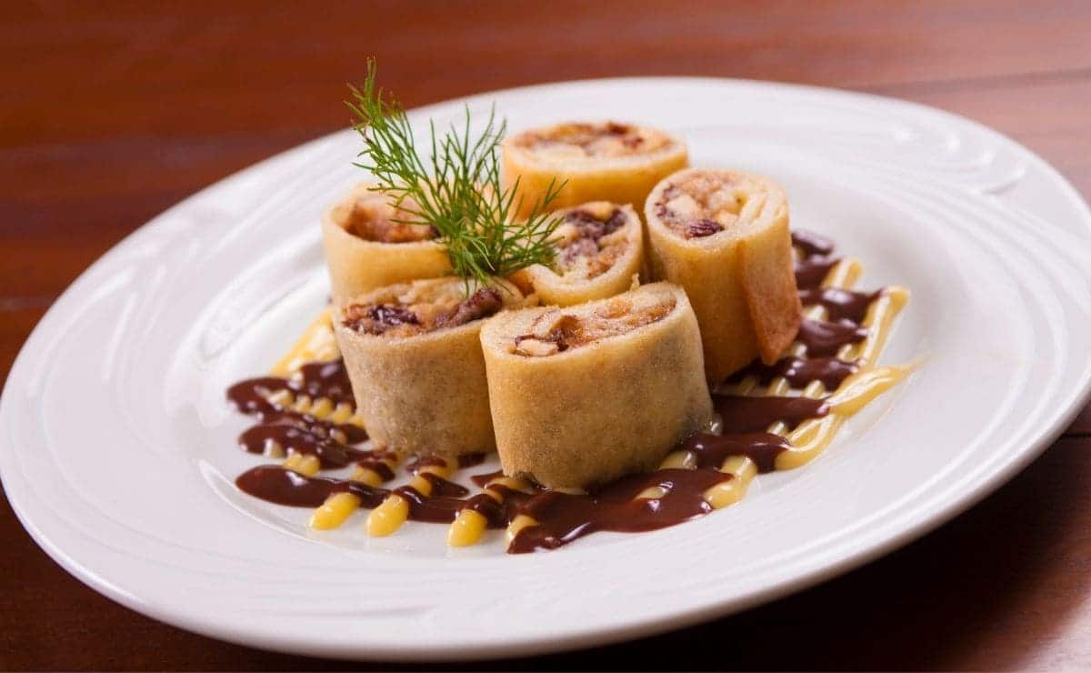 Rollos de plátano y pavo