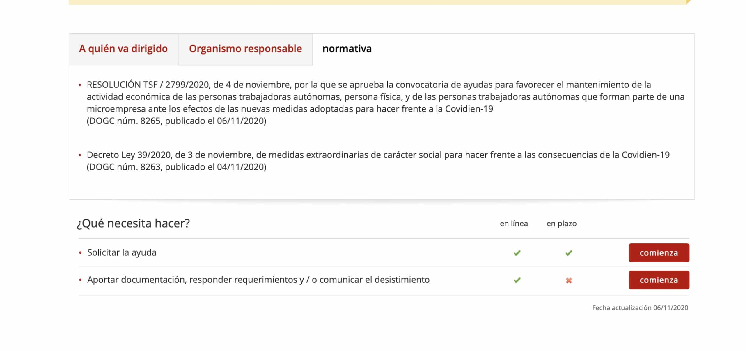 Solicitar ayuda autonomos canalunya