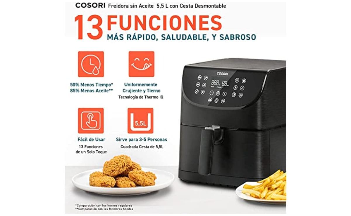 La freidora de aire Cosori de 5.5L rebajada en Amazon