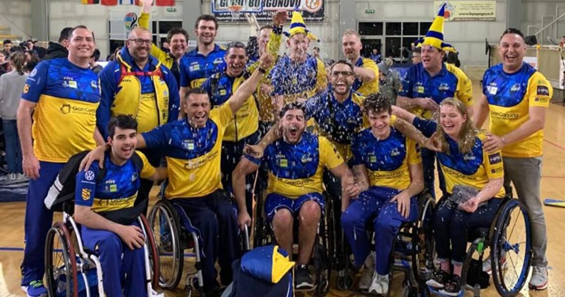 El Ilunion celebrando una victoria de baloncesto en silla de ruedas