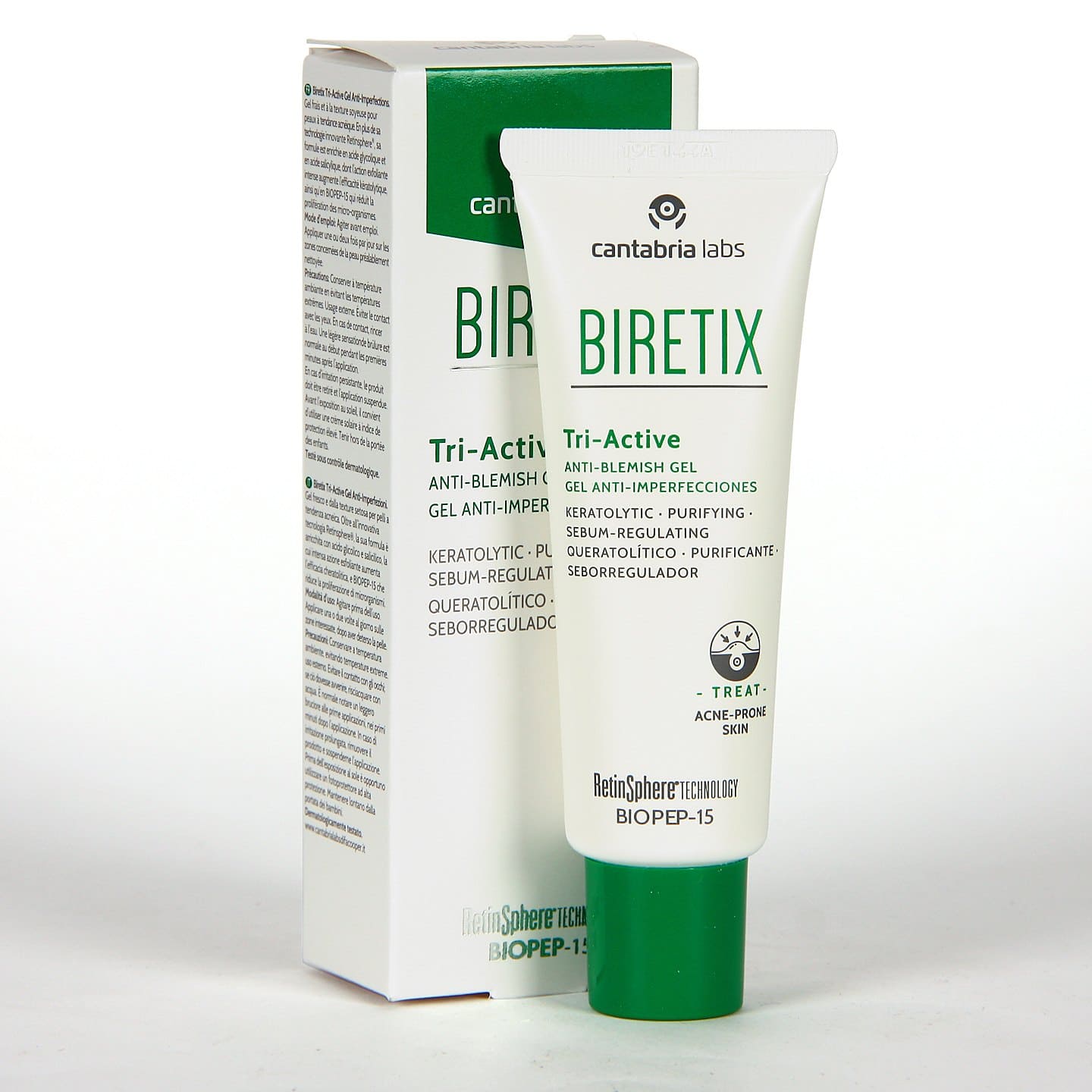 Biretix Tri-Active es un gel limpiador perfecto para pieles acneicas