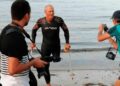 Carmelo Santana al Muelle de San Cristóbal en la vuelta a nado / Norte Gran Canaria