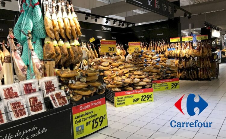 Oferta de jamón ibérico en Carrefour