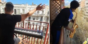 Concierto desde los balcones en Barcelona