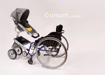 "Cursum", Cochecito de bebé para padres en silla de ruedas