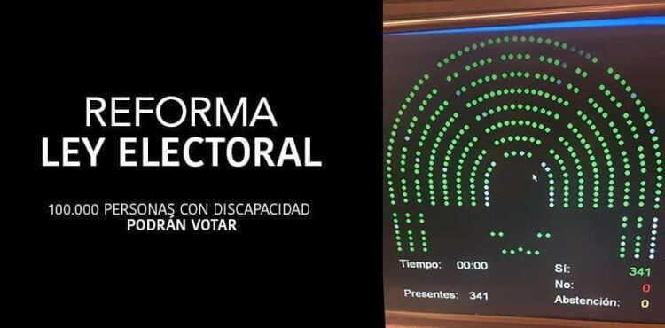 El congreso aprueba la reforma electoral para que 100.000 personas con discapacidad puedan votar