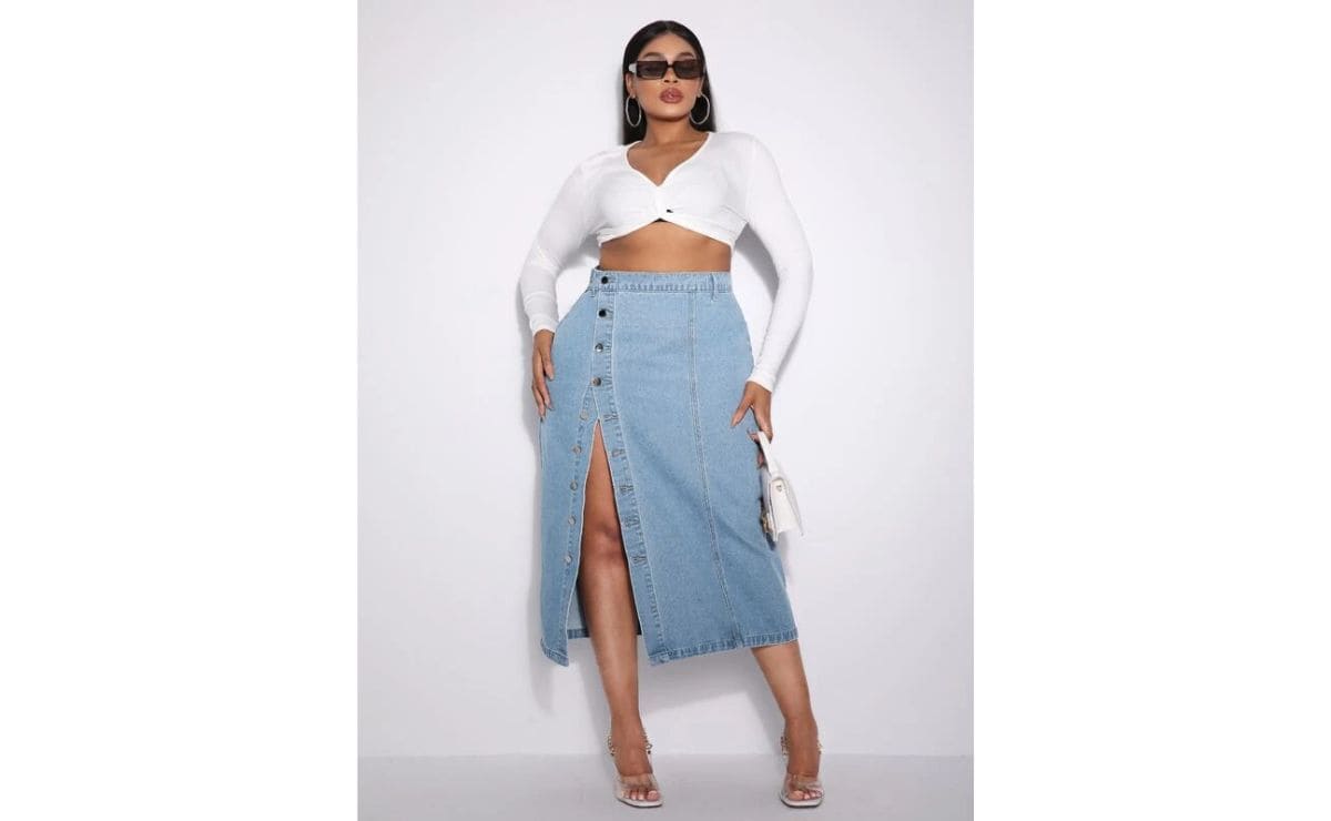 La falda vaquera midi de Shein