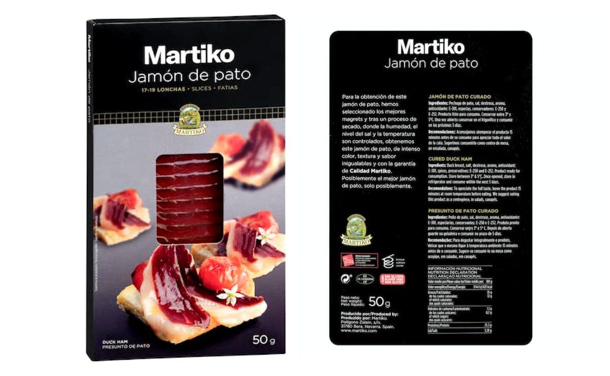 Jamón curado de pato de Mercadona para Navidad