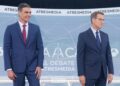 Pedro Sánchez y Alberto Núñez Feijóo en el debate de Atresmedia