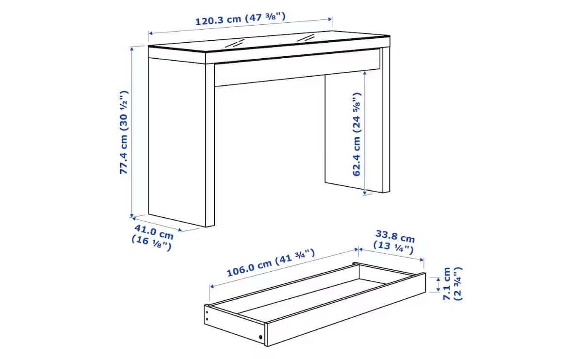 Mueble tocador MALM blanco con cajón de IKEA