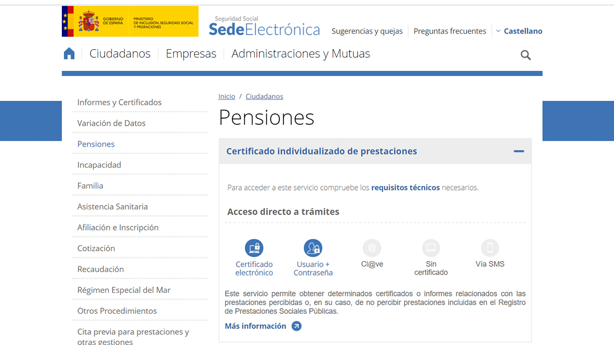 Sede Electrónica de la Seguridad Social