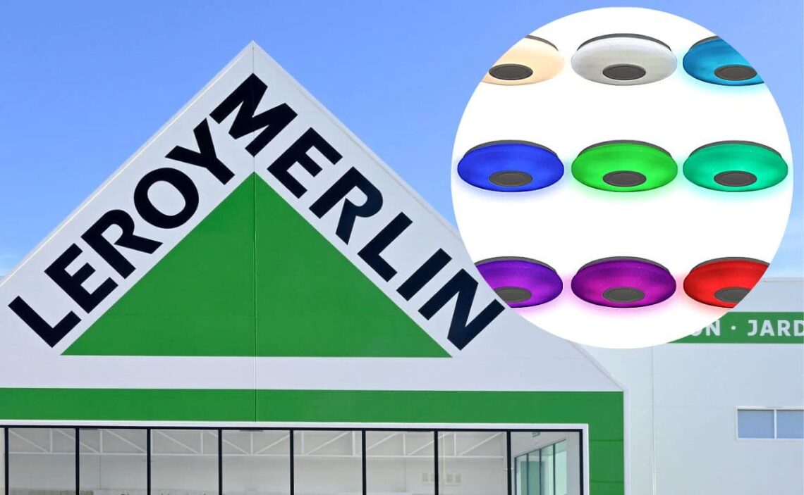 El plafón multicolor con altavoz integrado de Leroy Merlin