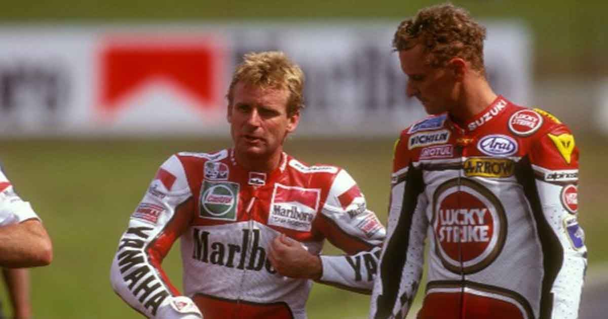 Rainey y Schwantz en los momentos previos a una carrera 