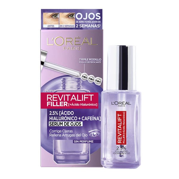 El sérum para el contorno de ojos Revitalift Filler de L'Oreal es ideal para prevenir ojeras