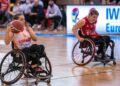 Sara Revuelta en un partido con la Selección Española de baloncesto en silla de ruedas